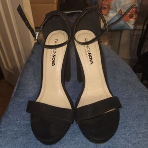 Fashion Nova Black Ankle-Strap High Heel Sandals